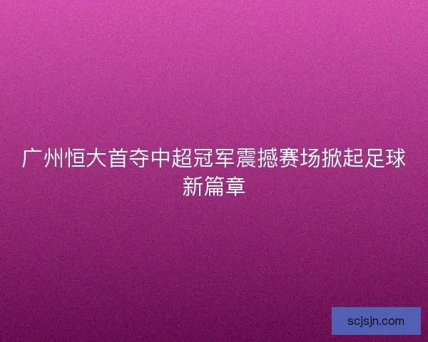 广州恒大首夺中超冠军震撼赛场掀起足球新篇章