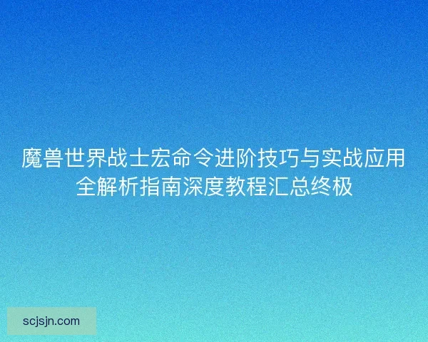 魔兽世界战士宏命令进阶技巧与实战应用全解析指南深度教程汇总终极